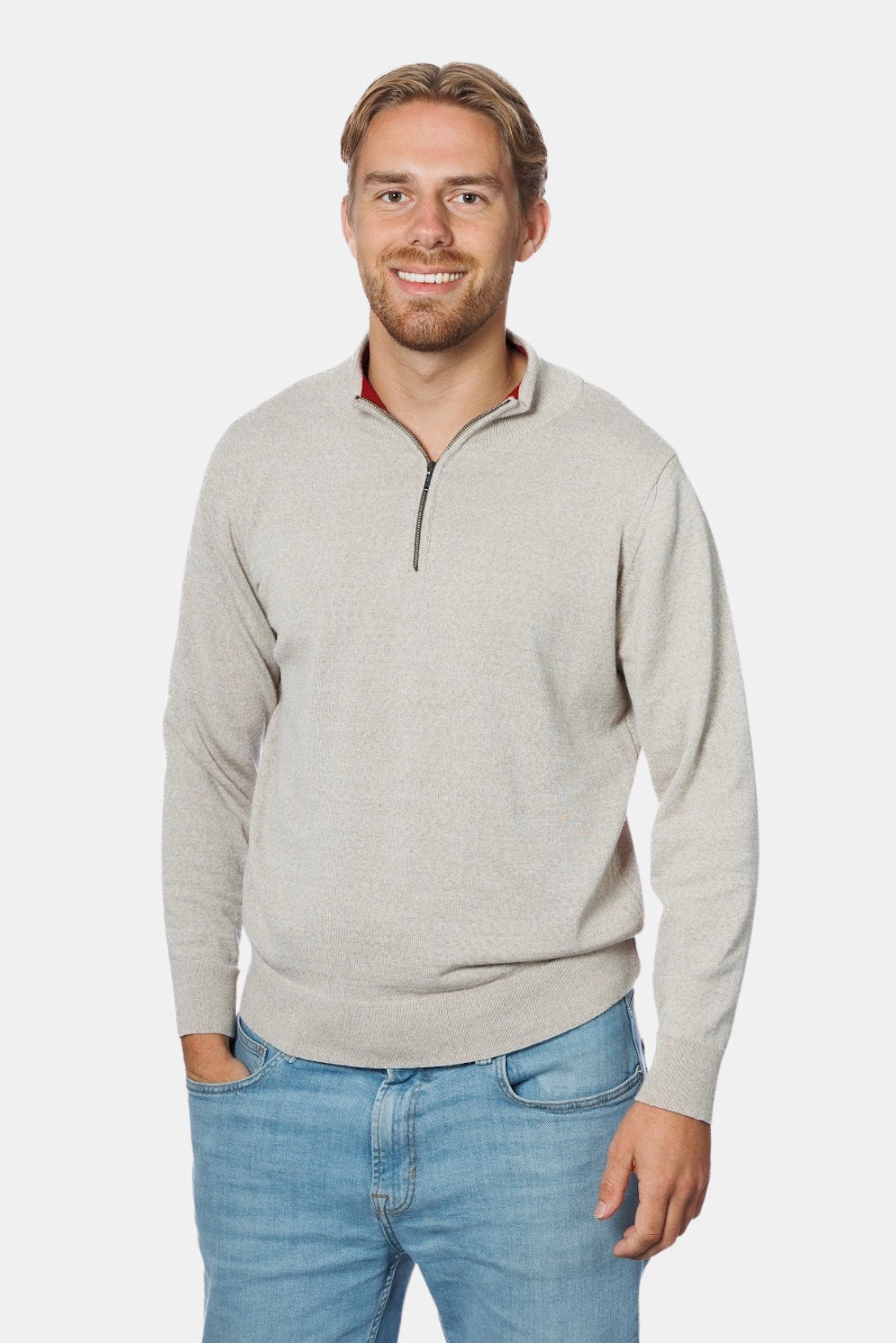 ESSENZA ZIP SWEATER - BEIGE