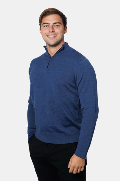 ESSENZA ZIP SWEATER - DARK BLUE